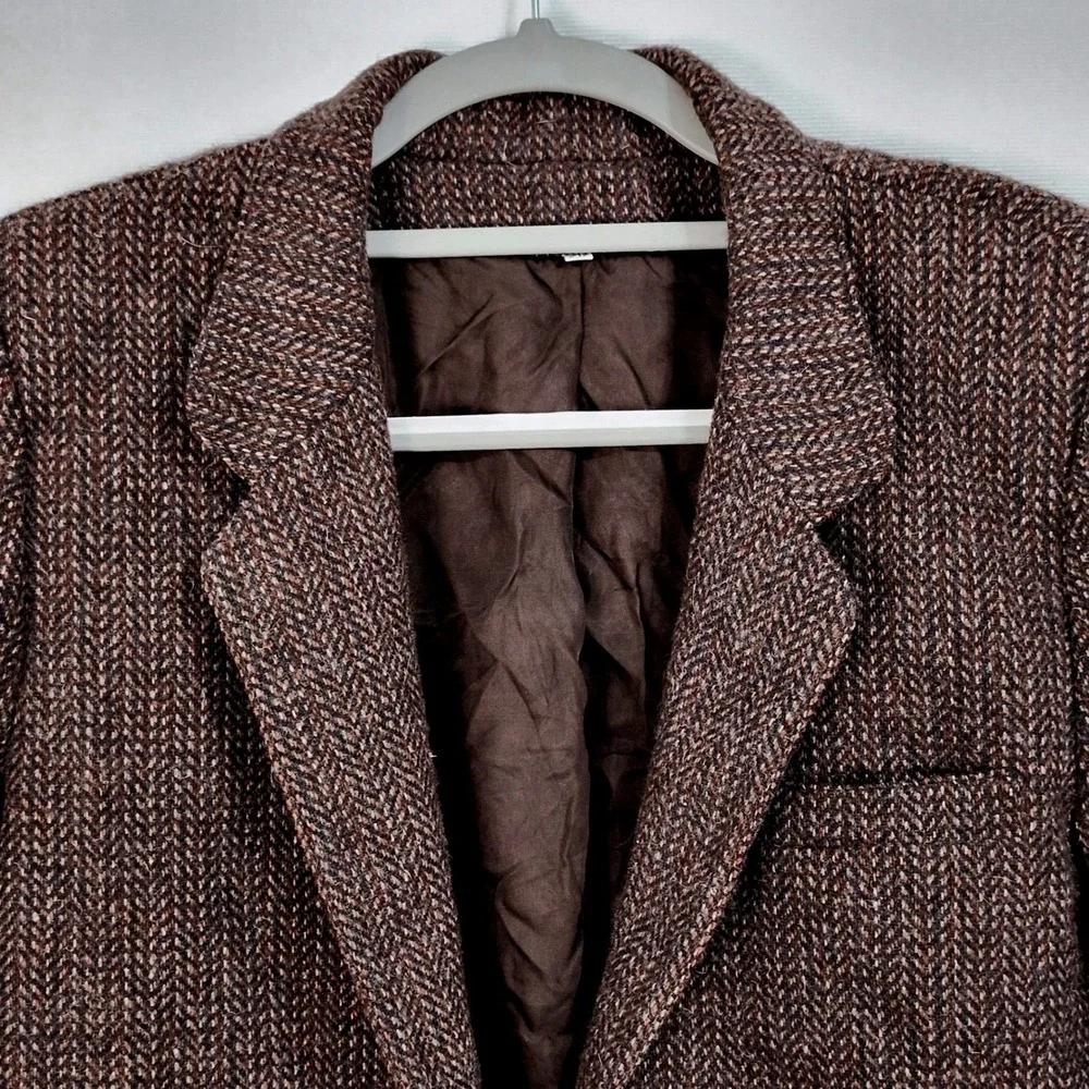Vintage 80s Peabody House Wool Tweed Blazer Jacket Womens 11/12 Rust Brown Lined